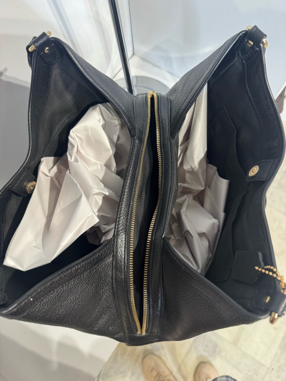 Coach Kristy Black Pebbled Leather Shoulder Bag - Picture 4 of 5